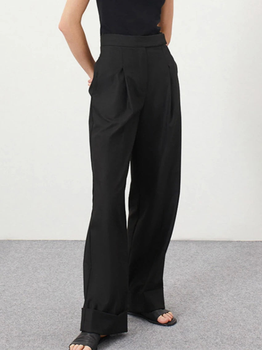 Parc Fee Fashion Loose Black Office Women's Pants 2025 Casual High Waist Wide Trousers Elegant Classic Full Length Pants Female